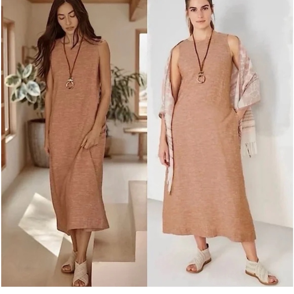 NWT pure Jill Linen Sleeveless Maxi Dress XS peach colored ( see pic)
